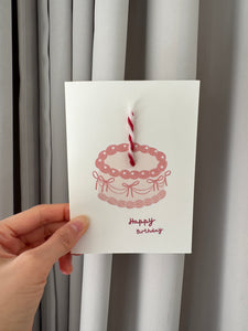 Vintage cake birthday card candle